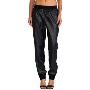 Faux Leather Jogger Pants in Black